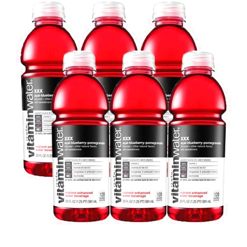 Vitamin Water Acai-Blueberry-Pomegranate - XXX, 20 Oz Bottle (Pack of 6, Total of 120 Oz)