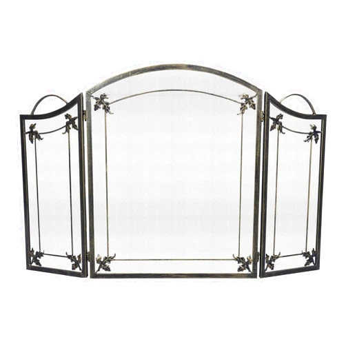 Cdar Fire Beauty Fireplace Screen, 3 Panels Foldable with Wrought Metal Decorative Mesh Heavy Duty Fire Spark Guard Cover Solid Wrought Iron Place Wood Burning Stove Accessories for Home Decor Indoor Black