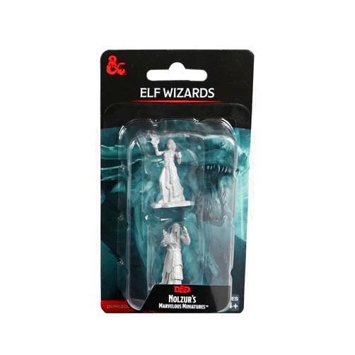 WizKids D&D Nolzur's Marvelous Miniatures: Elf Wizards Dungeons and Dragons Unpainted Miniatures