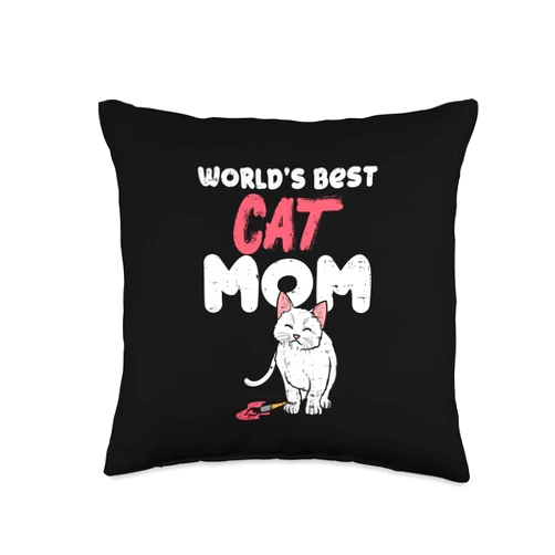 BoredKoalas Cat Pillows Animal Lover Gift Best Cat Mom Funny Kitten Animal Lover Pet Owner Women Gift Throw Pillow, 16x16, Multicolor
