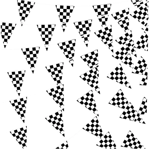 RUBFAC 170ft 120pcs Black and White Checkered Flag Banner Racing Flags Pennant Banner, Nascar Theme Race Car Monster Truck Birthday Party Decorations, Monster Jam Party Supplies