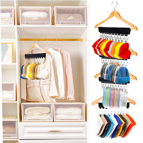 CALORPET Hat Organizer for Baseball Caps，Storage Works Hat Organizer with 10 Adjustable Stainless Steel Ball Caps Rack Holder for Closet，Closet Organizer and Storage Fits All Caps for Men Women-4Pack
