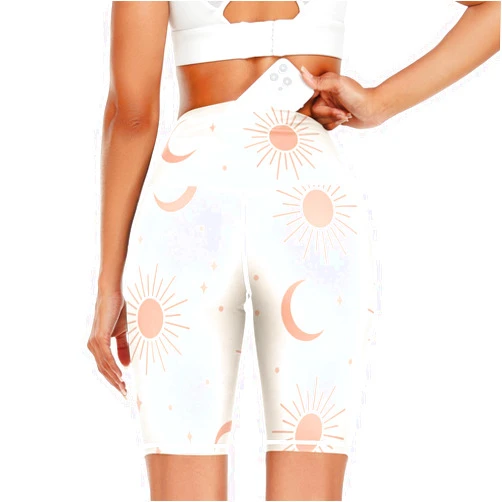 Foiosoh Orange Sun Moon Soft Yoga Pants for Women Sweatpants Scrunch Booty Leggings X-Small