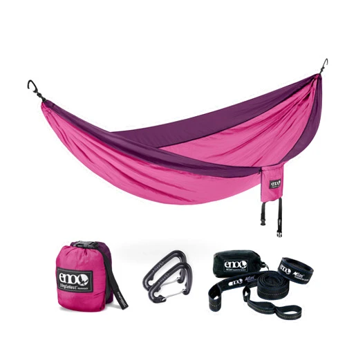 ENO SingleNest Hammock with Atlas Straps - Lightweight, 1 Person Portable Hammock - for Camping, Hiking, Backpacking, Travel, a Festival, or The Beach - Berry/Plum