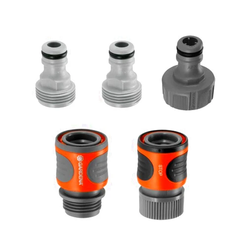 Gardena 5-Piece Quick Connect Hose Fittings by Gardena: Versatile Garden Hose Quick Connect Kit for 5/8 Inch or 1/2 Inch Hose - Ideal for Garden Hoses, Sprinklers, Spray Nozzles, and Accessories.