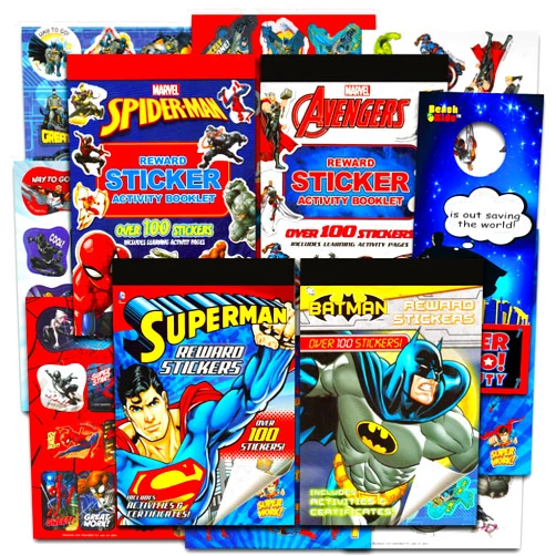 Marvel Superhero Potty Training Stickers for Boys Bundle - Over 400 Super Hero Reward Stickers for Toddlers Featuring Spiderman, Batman, Superman, More | Marvel Stickers Party Favors