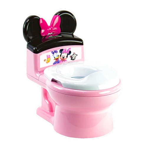 The First Years Disney Minnie Mouse Potty Training Toilet and Toddler Toilet Seat - Toilet Training Potty with Fun Flushing and Cheering Sounds,Pink