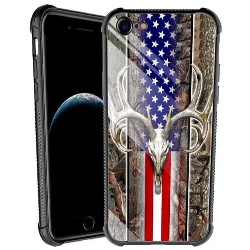 HAARBB Case Compatible with iPhone 6s Plus Case,American Flag Camo Deer Skull Case for iPhone 6 Plus Men Boys,Shockproof Anti-Scratch Soft TPU Case for iPhone 6/6s Plus American Flag Camo Deer Skull