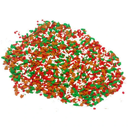 Sprinkle Me This A Little Bit of Christmas - 8oz Resealable Stand Up Bag - Featuring Green Holly Leaves, Red Quins, Gingerbread Men, and White Decorettes - Sprinkle Me This