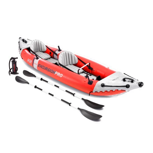 Intex 68309EP Excursion Pro K2 Inflatable Kayak Set: Includes Deluxe 86in Kayak Paddles and High-Output Pump – SuperTough PVC – Adjustable Bucket Seat – 2-Person – 400lb Weight Capacity