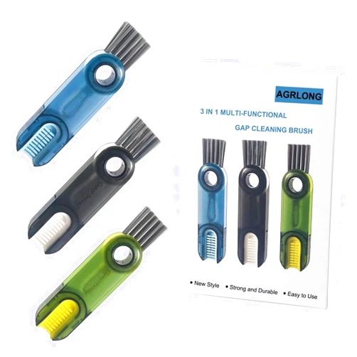 Agrlong Bottle Brush 3 in 1 Multifunctional Crevice Cleaning Brush for Bottle Gap Tight Spaces Cup Kitchen Brush Small Silicone Bottle Brush Cleaner (3 Pack)