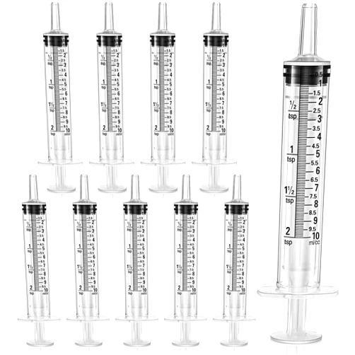 Boao 10 Pack Plastic Syringe Liquid Measuring Syringes Without Needle for Epoxy Resin, Craft, Scientific Labs, Feeding Pets Animals, Oil or Glue Applicator (10 ML)