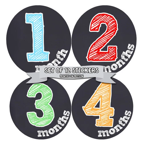 Months In Motion Gender Neutral Baby Month Stickers - Monthly Milestone Sticker for Boy or Girl - Infant Photo Prop for First Year - Shower Gift - Newborn Keepsakes - Unisex