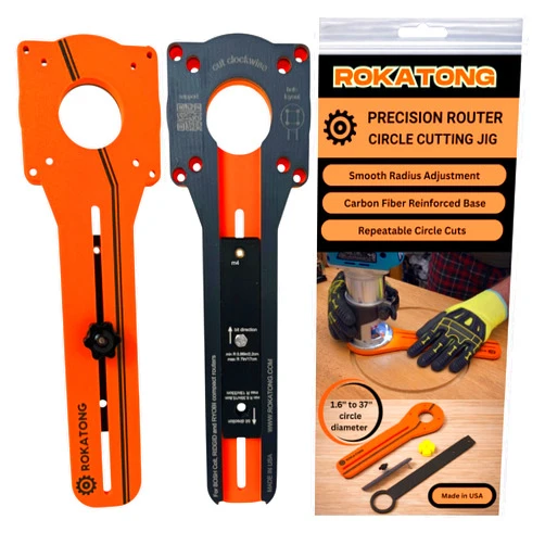 ROKATONG Router Circle Jig for BOSCH Colt 1HP, RYOBI, and RIDGID – Carbon‑Fiber Radius Guide, Adjustable 1.6–37