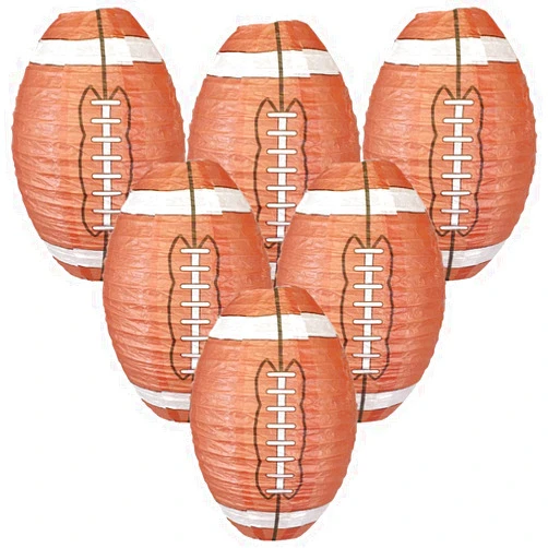 Just Artifacts Decorative 8-Inch Football Paper Lanterns (6pcs)