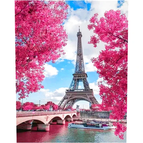 NNNGTAOCER Eiffel Tower by The River Jigsaw Puzzle 500 Piece for Adults Puzzle 3D Wooden Classic Puzzle DIY Educational Puzzle Christmas Home Decor Gift,52X38Cm