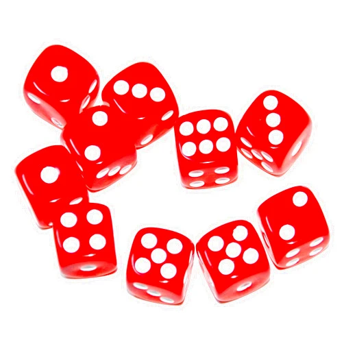 SmartDealsPro 10-Pack D6 Six Sided 16mm Transparent Dice Die for DND, MTG, RPG, Tenzi, Yahtze, Bunco, Table Borad Games, Math Teaching (Red Translucent)