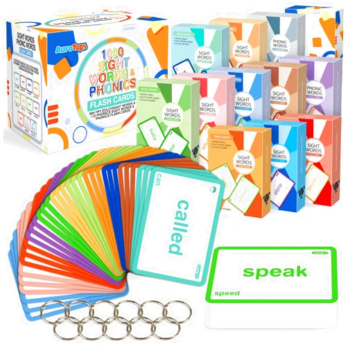 AuroTops 1012 Sight Words/Phonics Flash Cards, Dolch & Fry High Frequency Site Words, Learn to Read CVC Blends,Short/Long Vowel Sounds, Flash Cards Games for PreK Kindergarten 1 2 3 4 5 6 Grade,Kids 4-13 Years