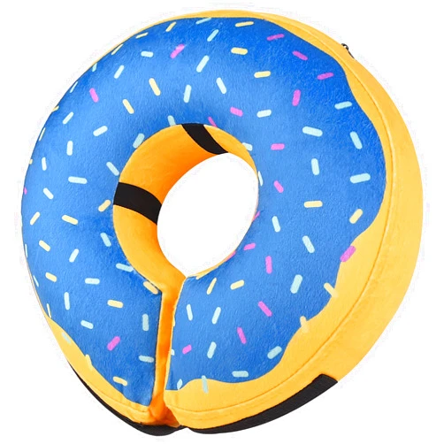 Katoggy Inflatable Dog Cone Collar for Dogs After Surgery, Soft Adjustable Blow up Donut Dog E-Collar for Small Medium Large Dog and Cats, Yellow Blue, L