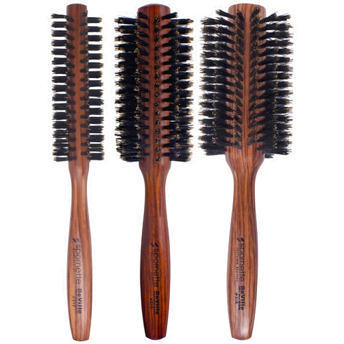 Spornette DeVille Boar Bristle Round Brush Set - Professional Hair Brushes Including 1.5, 2, and 2.5 inch Sizes - For Women, Men, & Kids