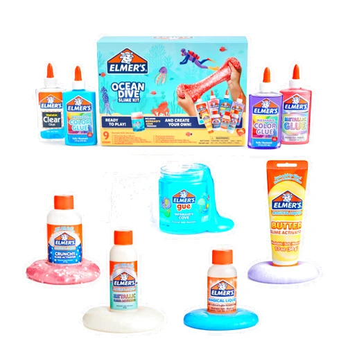 Elmer's Ocean Dive Slime Kit, Slime Supplies Include Liquid Glue, Activator, and Premade Slime, 9 Count