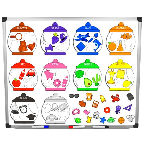 QOUBAI 10 Packs Color Recognition Magnetic Sorting Set for Refrigerator for Toddlers above 3 Educational Magnet Color Matching Magnet for Baby Kids Preschool Learning Magnets for Whiteboard Classroom Game
