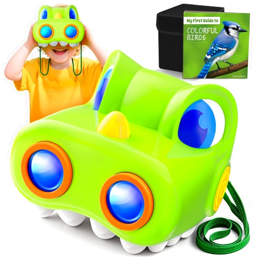 Zmpolir Dinosaur Toys for Boys Age 3-12 Kids Binoculars, Dinosaur Binoculars with Compass & Bird Watching Manual,3 4 5 6 7 8 9 10 11 12 Year Old Boys Toys, Outdoor Camping Exploration (Green)