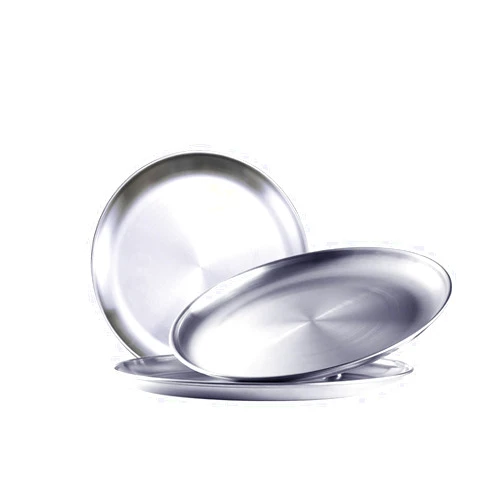 ICSTM Stainless Steel Plates,3Pcs 8Inch Dinner Dishes Plates Camping Plate,Perfect for Snack Candy Pizza Fruit Camping Etc Reusable and Dishwasher Safe (3, 8 inches)