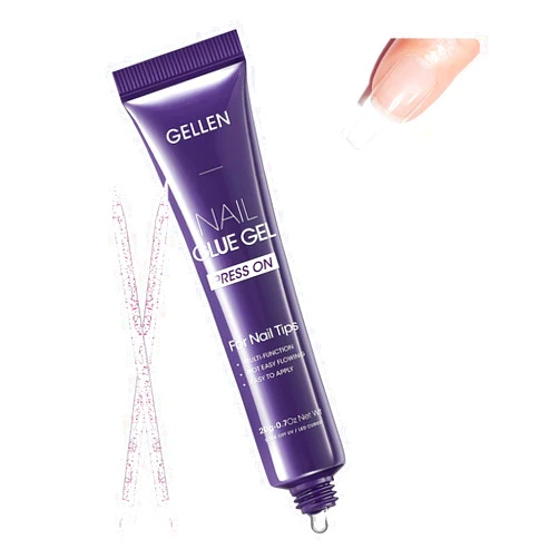 Gellen Semi Solid Nail Glue for Press ons, UV Nail Glue Gel for Nail Tips Acrylic Nails and Press on Nails, Nail Bond Gel X Nail Glue for French Tips Press on Nails, U V Cured Nail Gel Glue