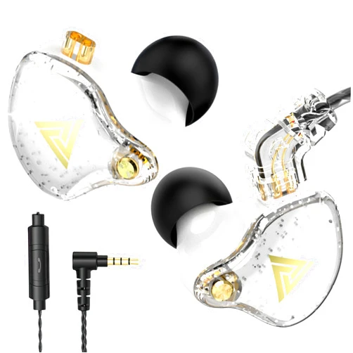 HJX QKZ AK6 Pro Wired IEM for Gaming Earbuds with MIC, in Ear Monitor Headphones, Deep Bass Sound, 1DD 10mm Dynamic Driver, IEM for Music Video Calling (White)