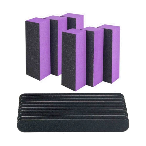 LNAUJS 16 Pack Nail File and Buffer Block, Professional Manicure Tools Kits, 100/180 Grit, Black Nail Pedicure File and Sanding Buffing Grinding Plisher File