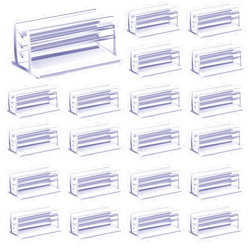 Eersida 50 Pcs Self Adhesive Sign Holder Sneeze Guard Holder Sign Ticket Holder, PVC Mini Panels Holder 0.98 x 0.55 x 0.45 Inch Sneeze Guard Holder for Fastening and Lining up Tags, Cards, Receipts, Photos