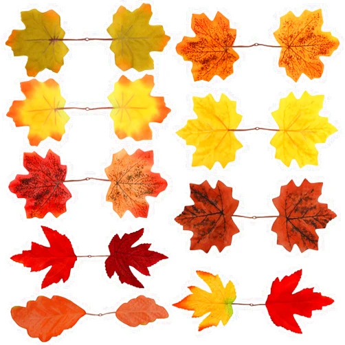 Ewanda store 100 Pcs Artificial Maple Leaves Autumn Fall Leaves Bulk Assorted Mixed Garland for Craft,Wedding,Festival,Thanksgiving Party Decorations
