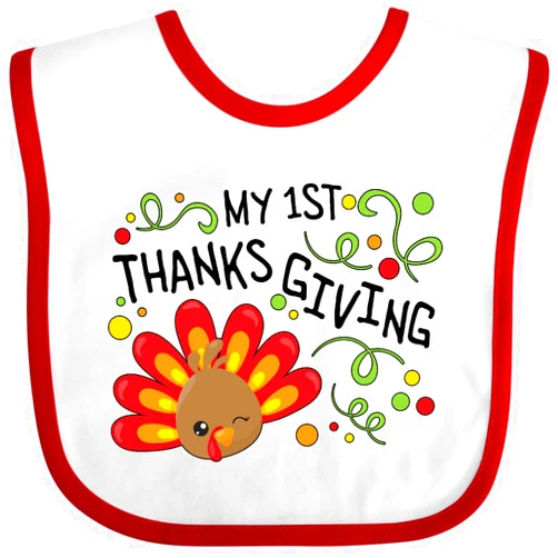 inktastic My First Thanksgiving- Cute Turkey Baby Bib