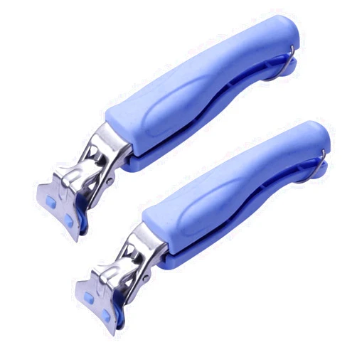 TOKIMMASH Stainless Steel Cooking Tongs, Kitchen Scald Resistant Hot Dish Gripper Pliers, Kitchen Tool Jig, Jig for Moving Hot Plates or Bowls with Hot Dishware (Blue)2Pcs