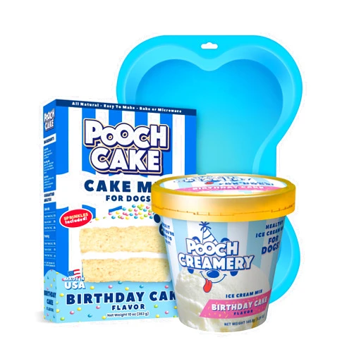 Pooch Cake Dog Birthday Kit - Birthday Cake Flavor Cake & Birthday Cake Ice Cream Mix for Dogs…
