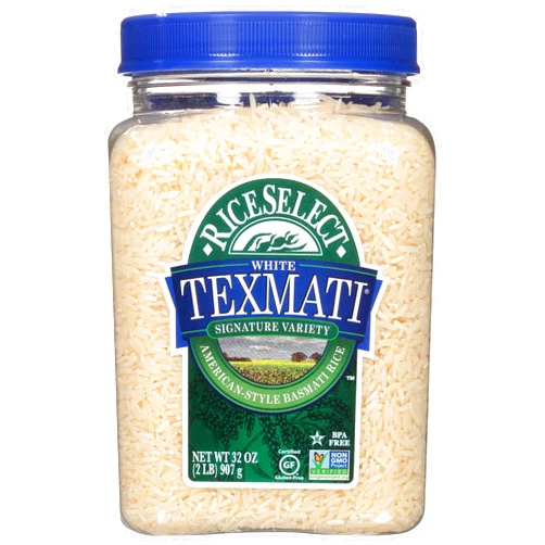 RiceSelect Texmati White Rice, Long-Grain Basmati Rice, Premium Gluten-Free Rice, Non-GMO, Star-K Kosher, 32-Ounce Jar