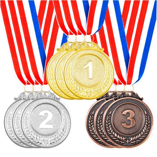 RAINFLOW 9 Pieces Gold Silver Bronze Award Medals - 1st 2nd 3rd Place Metal Olympic Style for Sports, Competitions, Talent Shows, 2 Inches Winner Medals with Neck Ribbon