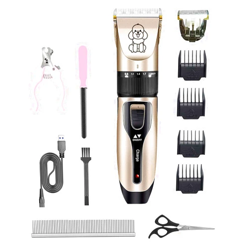 Fenduoer Dog Shaver Clippers, Pets Grooming Kit, Low Noise Rechargeable Cordless Hair Clippers for Small&Large Dogs Cats