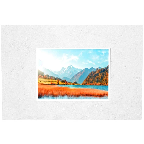 HardPress Wall Art Poster Print of Incredible Nature Landscape. Colorful Sky Resia Lake in Dolomites Mountains, During Sunrise. Scenic Image of Stunning Nature in Dolomites Alps. Amazing Autumn Landscape.