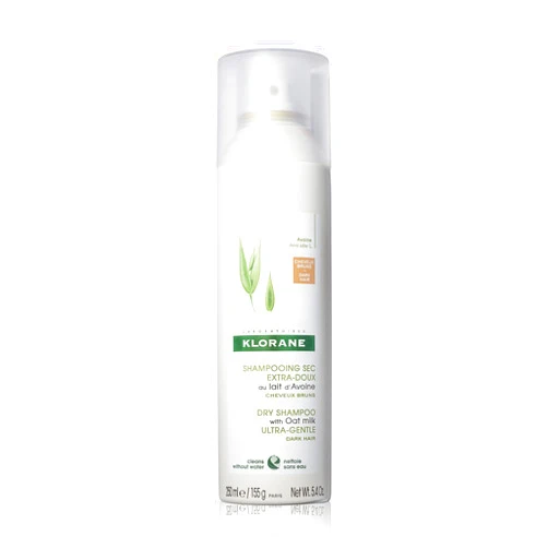 Klorane Dry Shampoo with Oat Milk, For Dark Hair, Natural Tint, All Hair Types, Paraben & Sulfate-Free