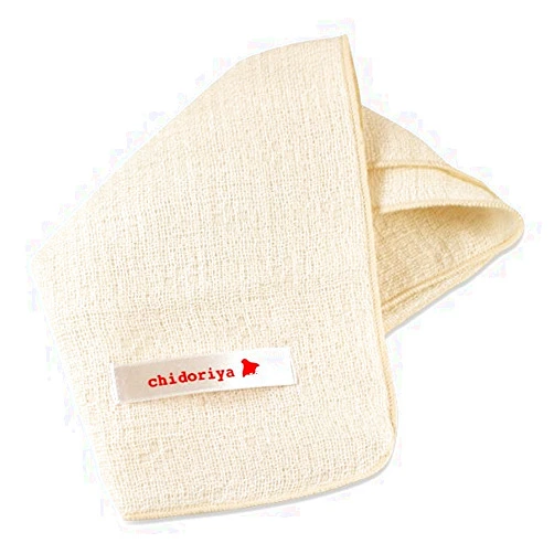 Chidoriya 3 Layer Organic Cotton and Silk Facial Cloth, Fluffy and Gentle Effective for Removing Makeup and Dirt from Even Sensitive Skin, 12.5 Inches by 12.5 Inches