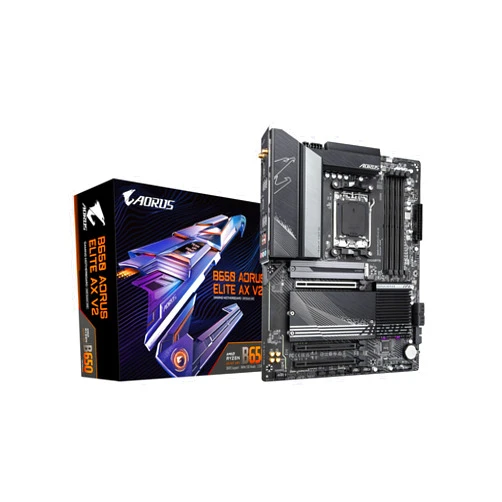 GIGABYTE B650 AORUS Elite AX V2 (AM5/ LGA 1718/ AMD/ B650/ ATX/ 5-Year Warranty/ DDR5/ Triple M.2/ PCIe 5.0/ USB 3.2 Gen2X2 Type-C/WiFi 6E/ 2.5GbE LAN/Q-Flash Plus/EZ-Latch/Motherboard)