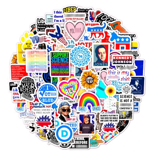 BulbaCraft 100Pcs Liber al Stickers, Demo crat Stickers and Decals for Laptops and Water Bottles, Libertar ian Decals, Donkey Stickers, Liber al Laptop Decals