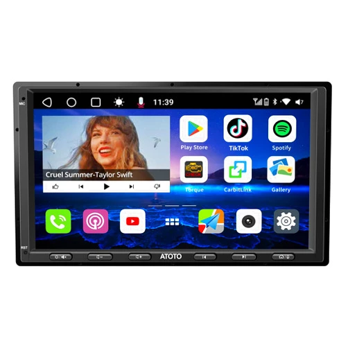 ATOTOLIFE S8 8-Core Android 4G+32G Double Din Car Stereo, 4G LTE, WiFi/BT/USB Tethering, 7inch QLED Touchscreen Wireless CarPlay Android Auto, AI Chat Android Radio,2 Bluetooth, SCVC, DSP/HDMI Out