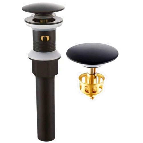 MIAOHUI Pop Up Sink Drain with Overflow, Bathroom Lavatory Vessel Vanity Sink Drain Stopper, Built-in Anti-Clogging Strainer Fits Standard American Drain Hole(1-1/2