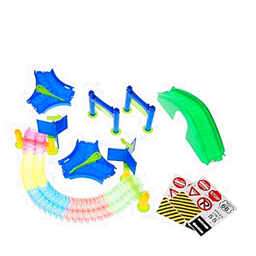 Mindscope Twister Trax Neon Glow in The Dark Track & Accessory Set w/Bridge & Tunnel