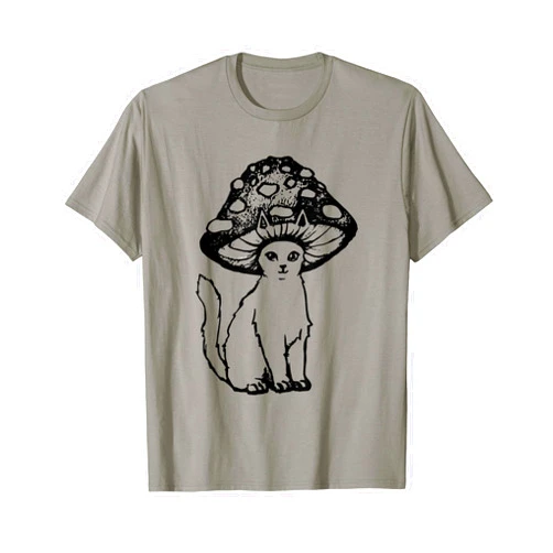 Cottagecore Aesthetic Cat Mushroom Kawaii Cottagecore Cats Aesthetic Cat Mushroom Hat Kawaii T-Shirt