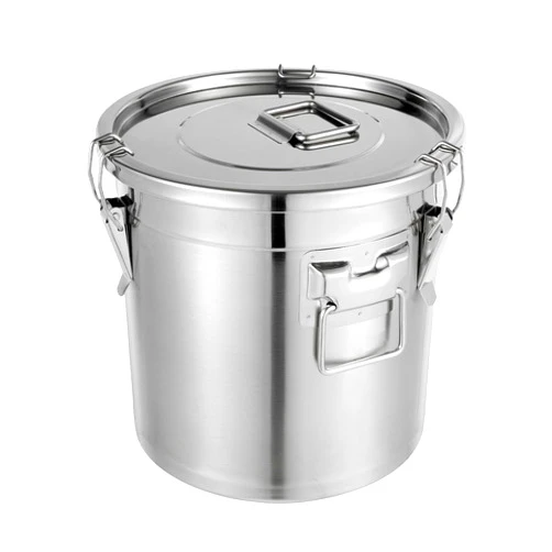 RAYAMURR 21L Stainless Steel Storage Bucket - Airtight Food Container with 304 Stainless Steel Body, Sealing Ring, and Handles - Ideal for Dry and Wet Storage in Kitchen, Restaurant, and More