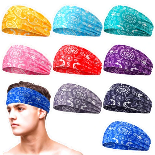 Zhanmai Sweatbands for Men Workout Sport Headbands for Men Camo Headband Sweat Absorbing Headband Wide Sweatband for Head Basketball Football Cycling Running Yoga, 4.7 x 9.8 Inch